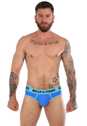 Full Cotton Brief - Colour: Turquoise Band with Blue Fabric