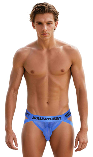Full Striped Mesh jockstrap - Colour: Blue