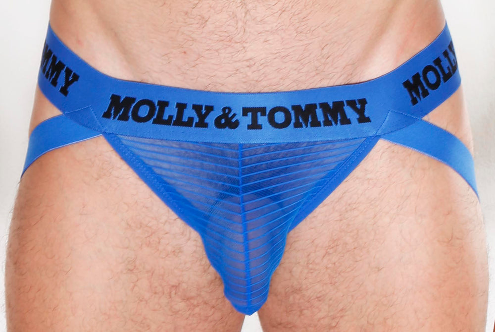 Full Striped Mesh jockstrap - Colour: Blue