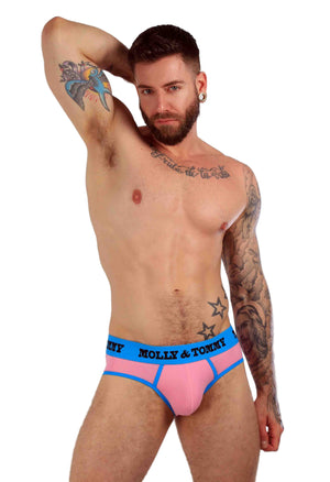 Full Cotton Brief - Colour: Blue Band with Pink Fabric