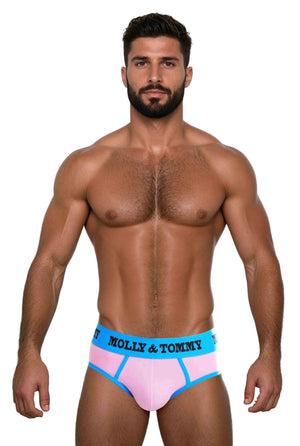Jockstrap Style Brief - Colour: Blue Band with Pink Fabric