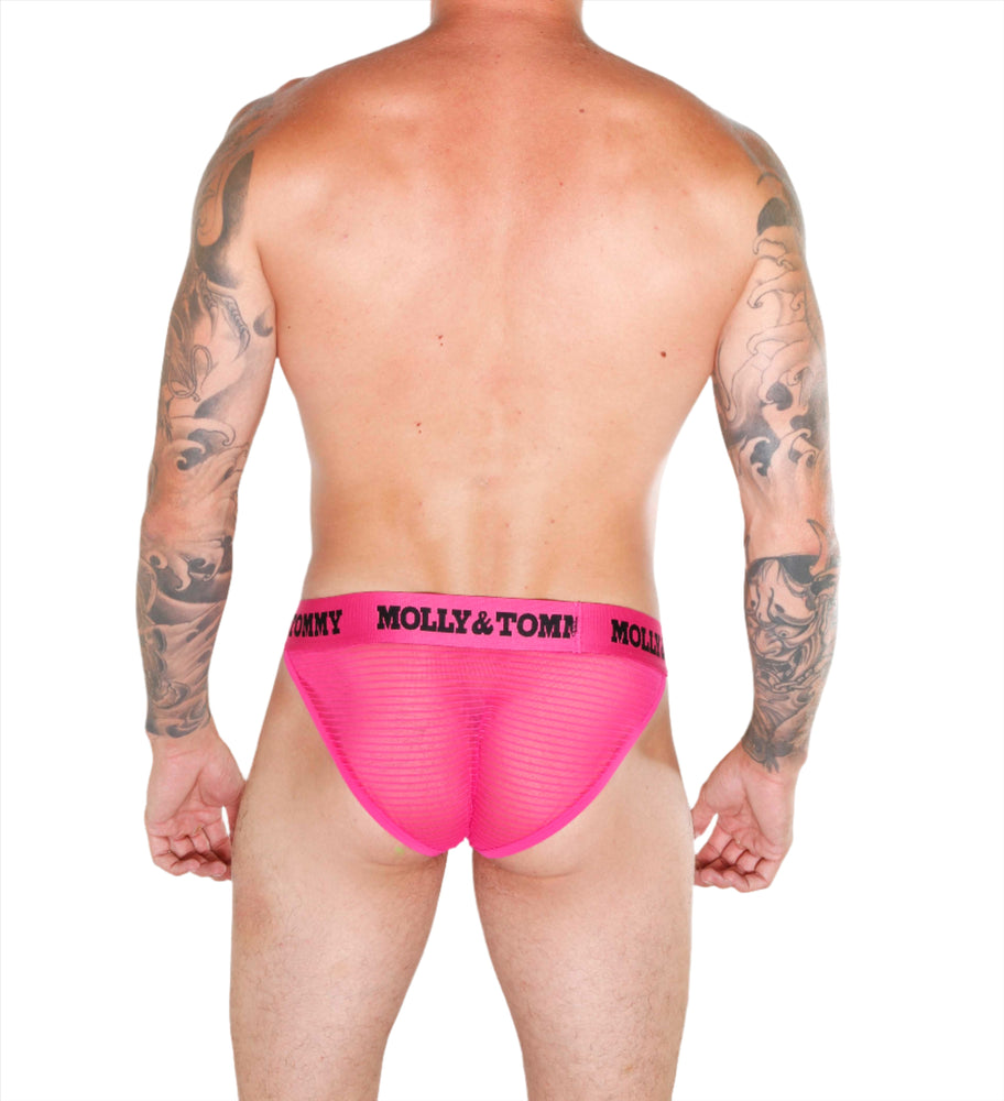 Full Striped Mesh Tanga - Colour:  Pink