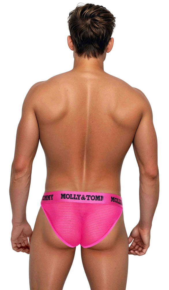 Full Striped Mesh Tanga - Colour:  Pink