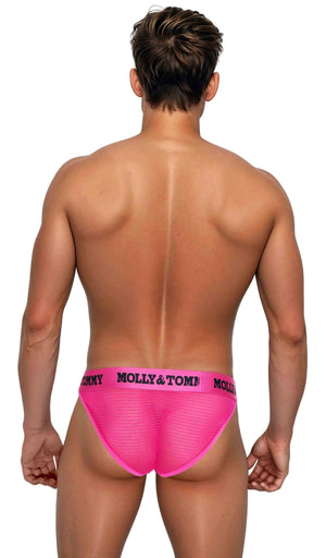 Full Striped Mesh Tanga - Colour:  Pink