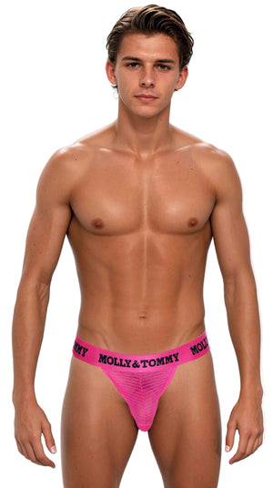 Full Striped Mesh Tanga - Colour:  Pink