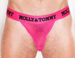 Full Striped Mesh Tanga - Colour:  Pink