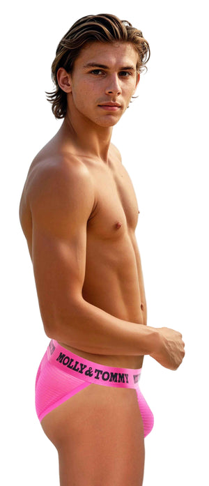 Full Striped Mesh Tanga - Colour:  Pink