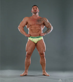 Jockstrap Style Brief - Colour Green Band with Yellow Fabric