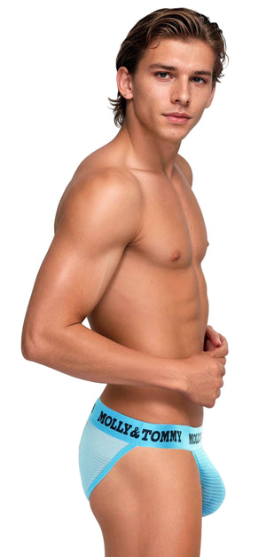 Full Striped Mesh Tanga - Colour: Turquoise