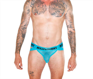 Full Striped Mesh jockstrap - Colour: Turquoise