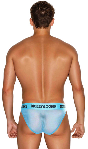Full Striped Mesh Tanga - Colour: Turquoise