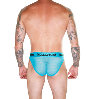 Full Striped Mesh Tanga - Colour: Turquoise