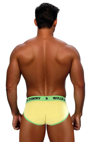 Full Cotton Brief - Colour: Green Band with Yellow Fabric