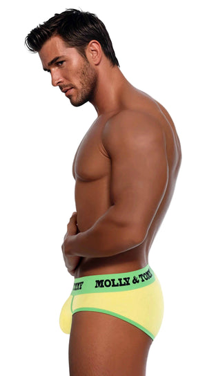 Full Cotton Brief - Colour: Green Band with Yellow Fabric