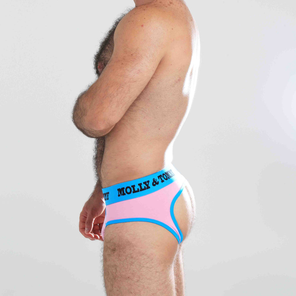 Jockstrap Style Brief - Colour: Blue Band with Pink Fabric