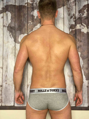 Full Cotton Brief - Colour: Silver Band with Grey Fabric
