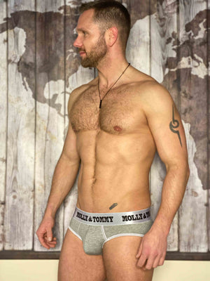 Full Cotton Brief - Colour: Silver Band with Grey Fabric