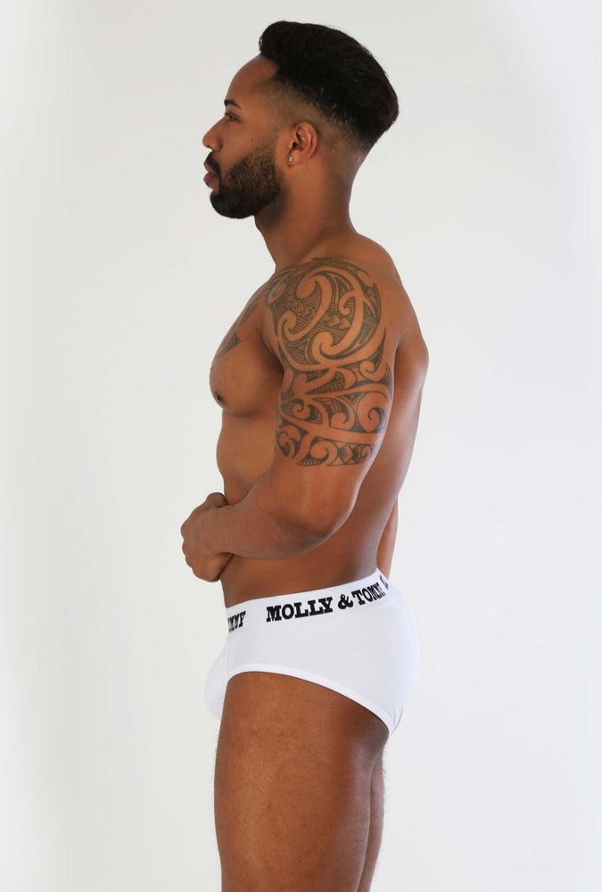 
            
                Load image into Gallery viewer, Full Cotton Brief - Colour: White Band with White Fabric
            
        