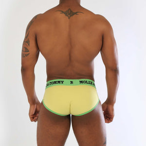 Full Cotton Brief - Colour: Green Band with Yellow Fabric